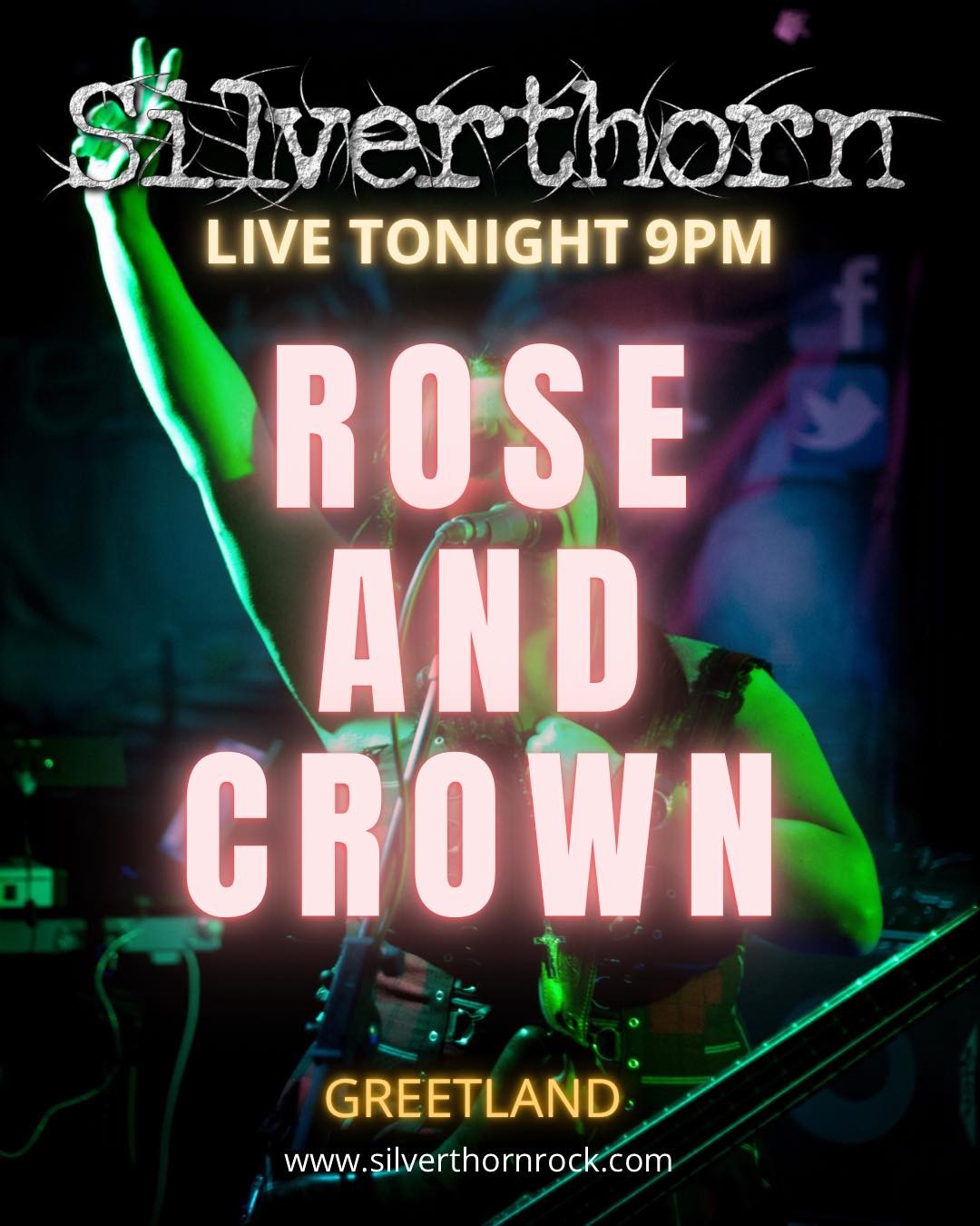 Tonight we’re LIVE at the Rose and Crown Greenland. Let’s see you all down there for a night of ROCK!

#rock #coverband #silverthorn #rocknroll #livemusic #livemusicisbetter #silverthornrock #livemusicislife #rockmusic #LiveMusicIsBack #rockandroll #stadiumrock